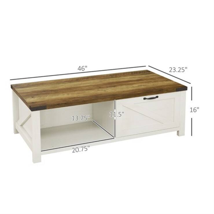 Coffee Table with 2 Open Shelves and 1 Drawer