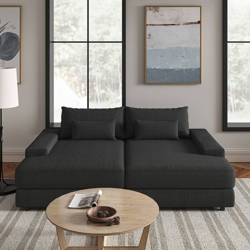 Conradus Modren Oversize 57" Deep Square Arm Sofa by HULALA HOME - Black