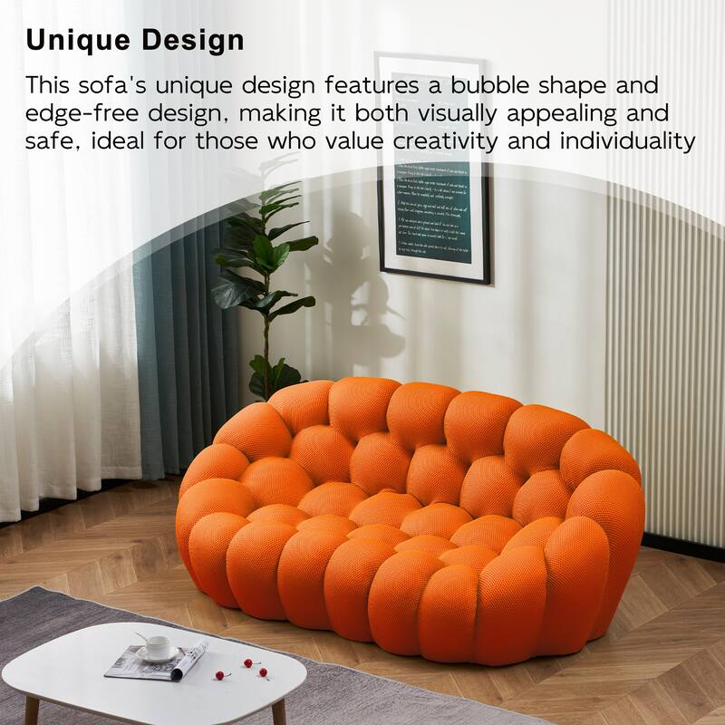 2-Seat Bubble Curved Lazy Sofa Honeycomb Shaped with 3D Textile Fabric for Living Room Salon Apartment
