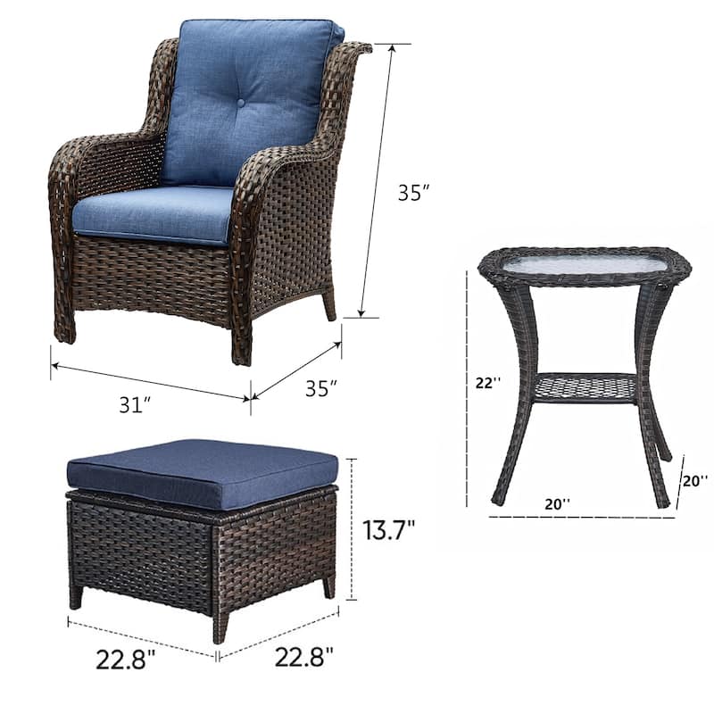 Gymojoy 5-Piece Outdoor Wicker Patio Furniture Chair Set, Rattan Coversation Set with Water Resistant Thick Cushions