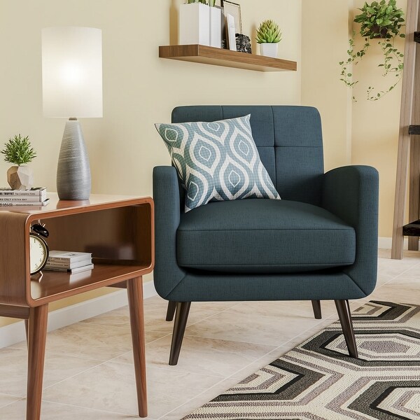 Keflavik Mid-century Peacock Blue Linen Arm Chair. Opens flyout.