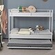 preview thumbnail 26 of 29, Twin Over Twin Bunk Bed with Trundle, Metal Bunk Bed with Two Side Ladder and Guardrails