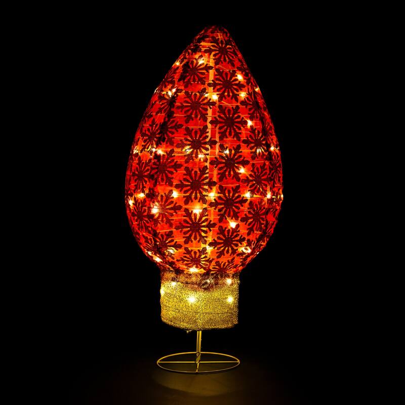 LED Lighted Retro Light Bulb Outdoor Christmas Decoration - 32" - Red - Warm White