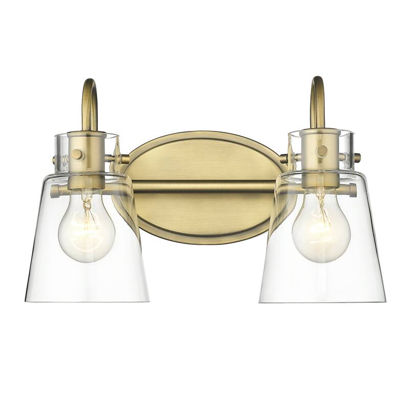 Bristow Bath/ Vanity Fixture w/ Clear Glass - Antique Brass - 2-Light Vanity