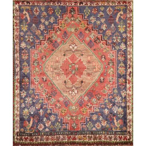 Antique Abadeh Nafar Square Persian Rug Handmade Wool Carpet - 3'0" x 3'4"