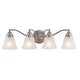 preview thumbnail 1 of 7, Standford 4-Light 26 in. W Brushed Nickel Traditional Bathroom Vanity Lighting Fixture, White Alabaster Glass Shade, Dimmable 26-in W x 7-in H x 7-in D - Brushed Nickel