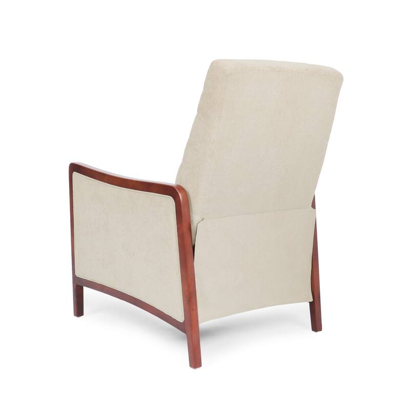 Mid-Century Modern Pushback Recliner with Channel Stitching and Birch Wood Frame