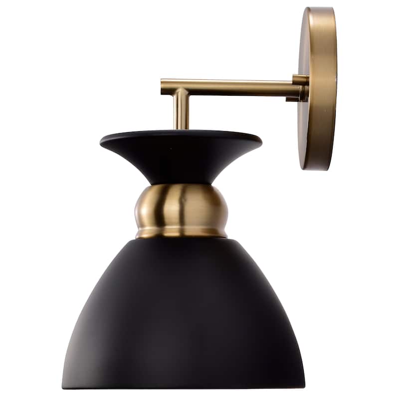 Perkins 1 Light Wall Sconce Matte Black with Burnished Brass