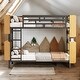 preview thumbnail 1 of 25, 2 In 1 Metal Twin Over Twin Bunk Bed with Storage Bookcase,Ladder and Guardrail Black