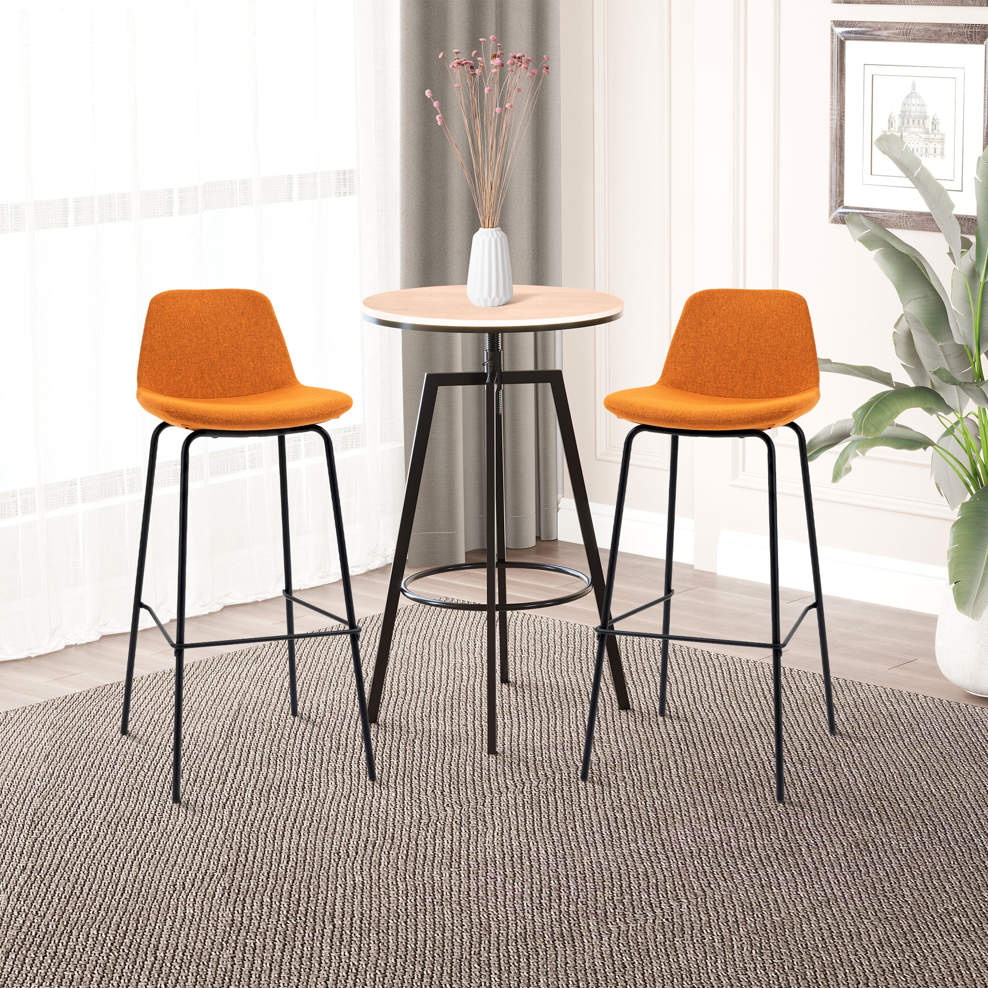 Orange bar stools sales set of 4