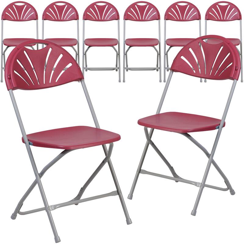 8 Pack 650 lb. Capacity Plastic Fan Back Folding Chair