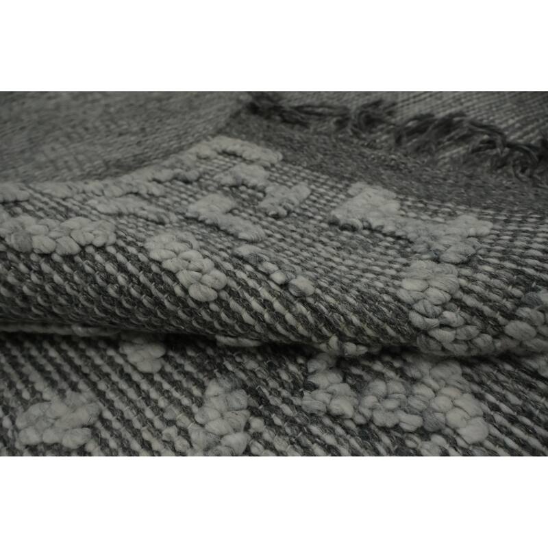 Hand Knotted Oriental 100% Wool Carpet Modern Geometric Greys & Charcoal Modern Gotti Design Area Rug - 10' 5'' X 6' 9''