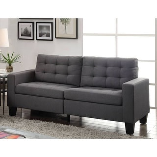 Transitional Style Compact Gray Linen Sofa