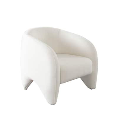 Kiol Accent Chair, 33 Inch, White Padded Polyester Curved Design