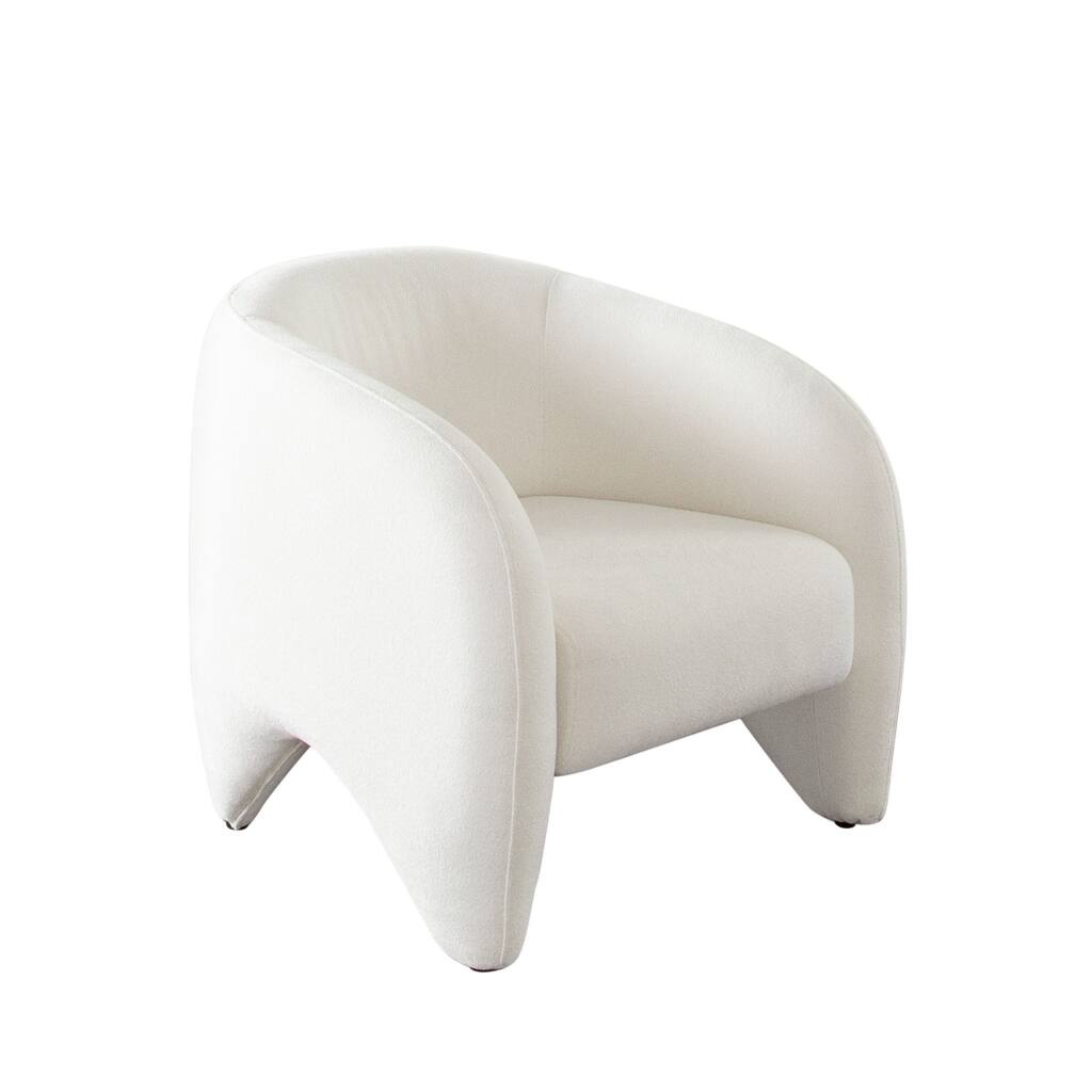 Kiol Accent Chair, 33 Inch, White Padded Polyester Curved Design