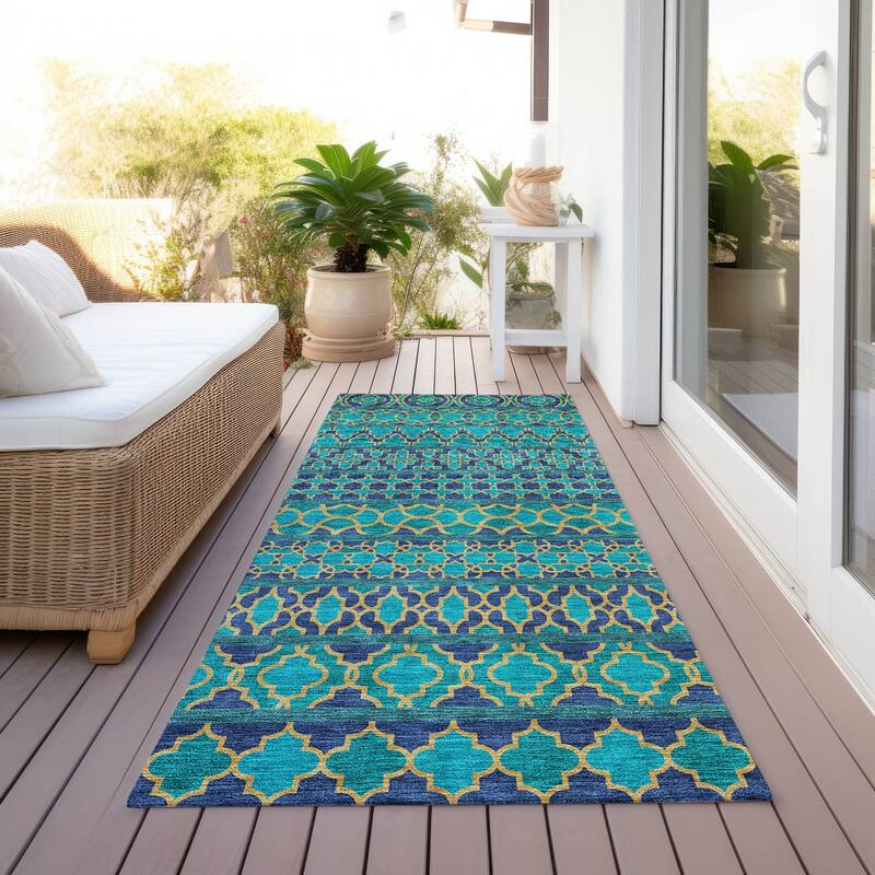 Machine Washable Indoor/ Outdoor Chantille Stripe Boho Rug