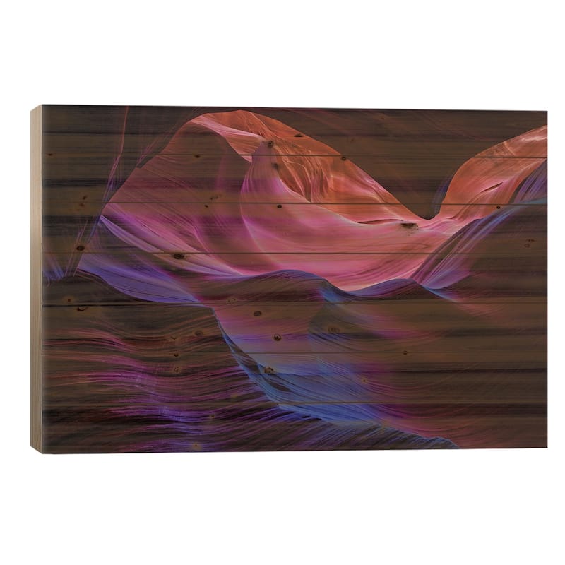 Lower Antelope Canyon Print On Wood by Paul Rommer - Multi-Color - 26x40x1.5