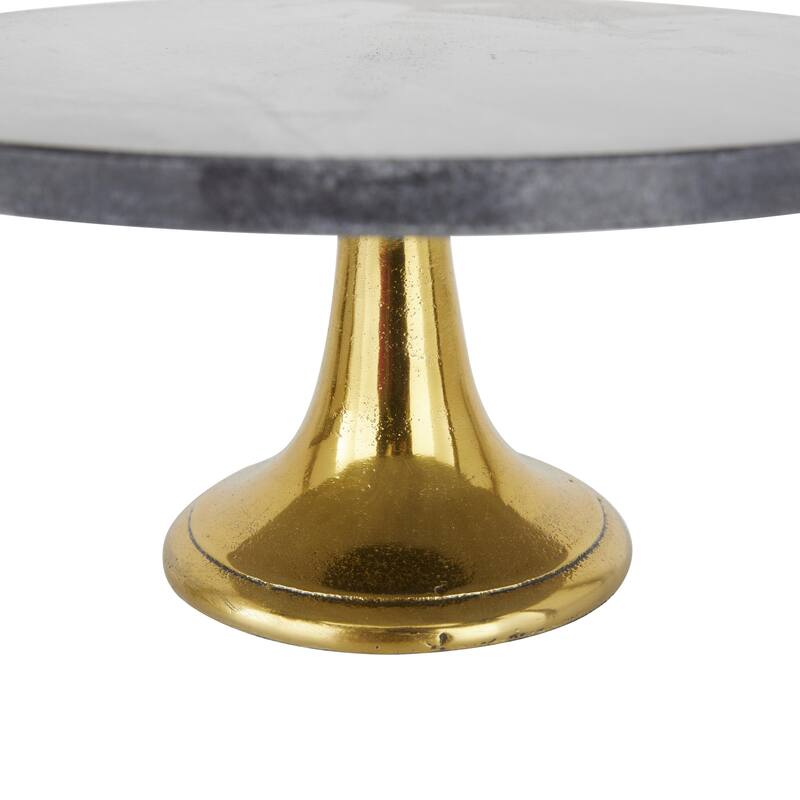Aluminum Metal Cake Stand with Gold Base - Set of 3 Black - Roche River Decor