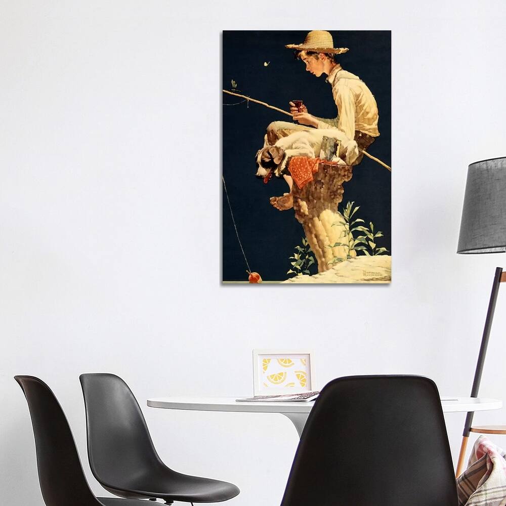 iCanvas "Boy Fishing" by Norman Rockwell Canvas Print