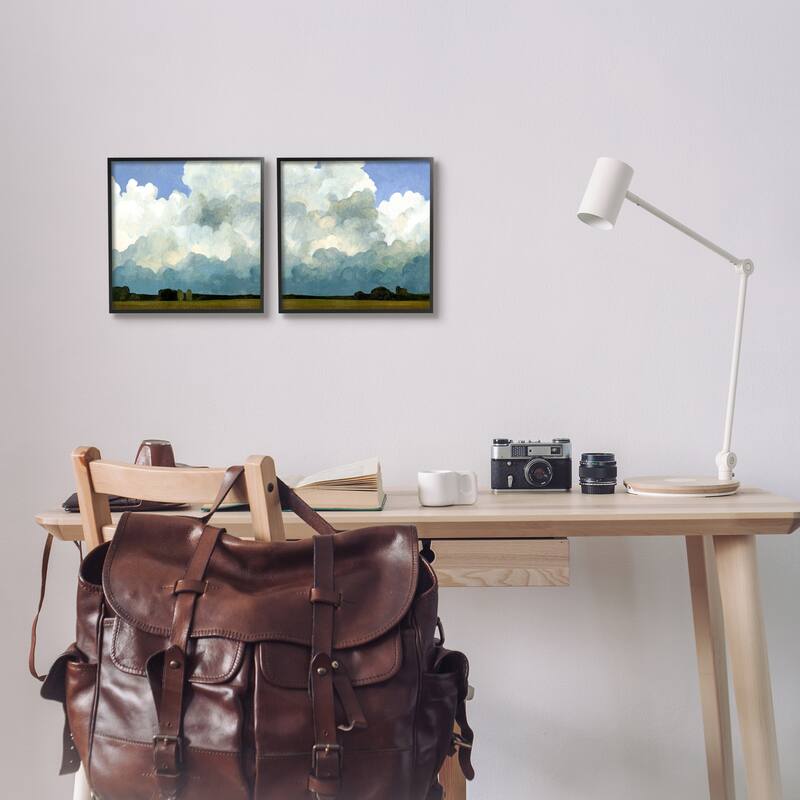 Stupell Fluffy Clouds Countryside Sky Nature Landscape Painting 2 Piece Framed Wall Art, Design by Emma Caroline - Multi