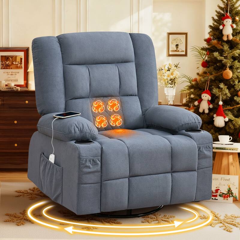 Recliner Chair with 4-Point 3D Kneading Massage and Heat for Living Room