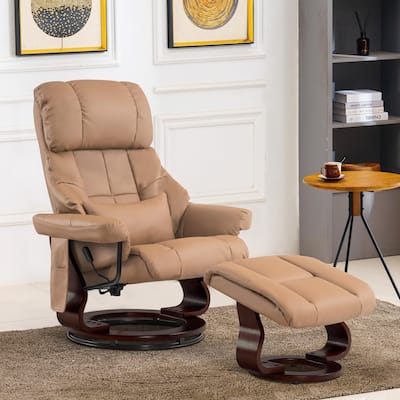 MCombo Recliner Chair with Ottoman Vibration Massag Faux Leather 9068