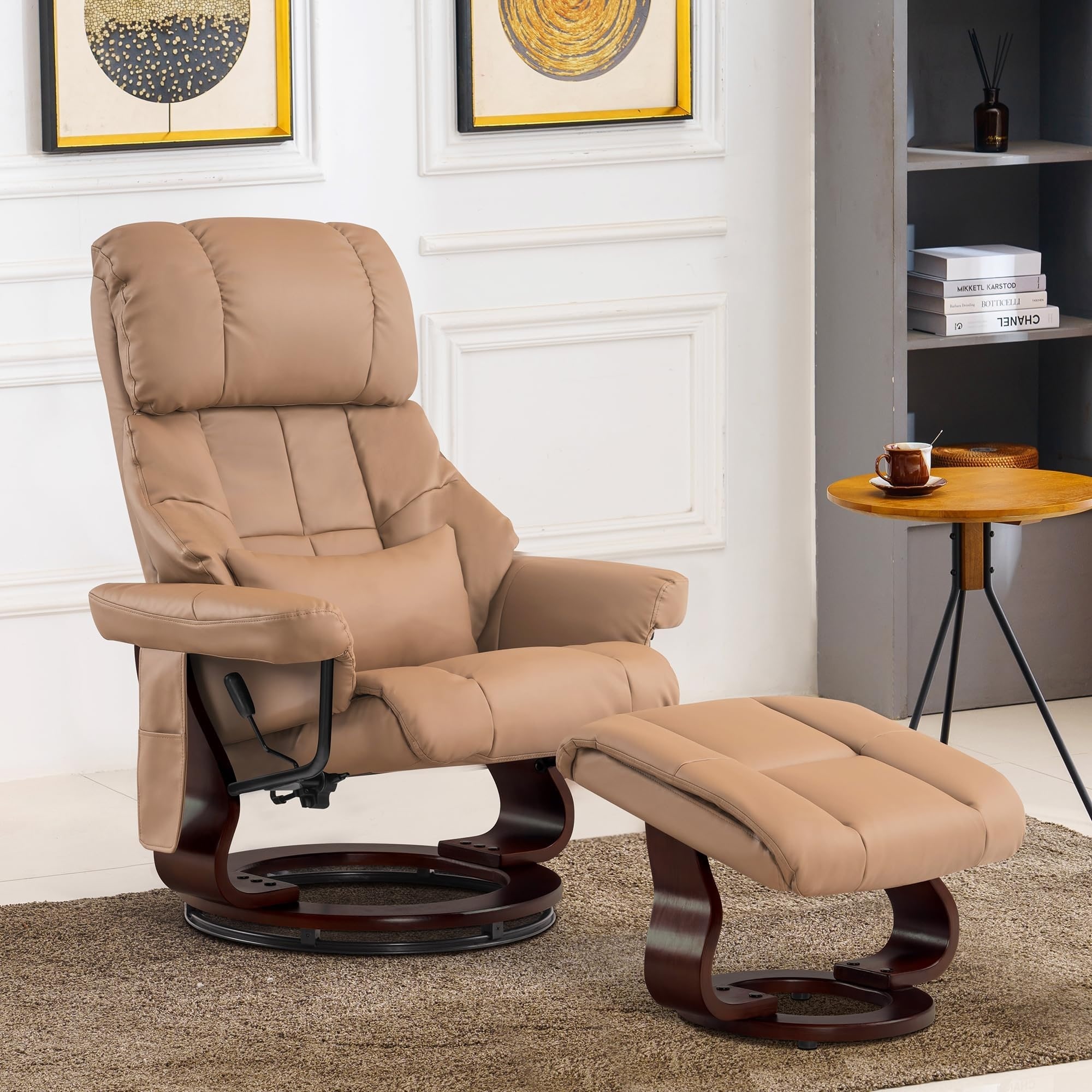 MCombo Recliner Chair with Ottoman Vibration Massag Faux Leather 9068