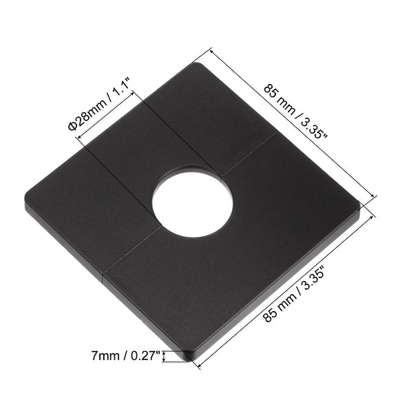 dimension image slide 6 of 8, Wall Split Flange, ABS Square Self-Adhesive Escutcheon Plate with Diameter Hole, Water Pipe Cover for Water Faucet Decorations