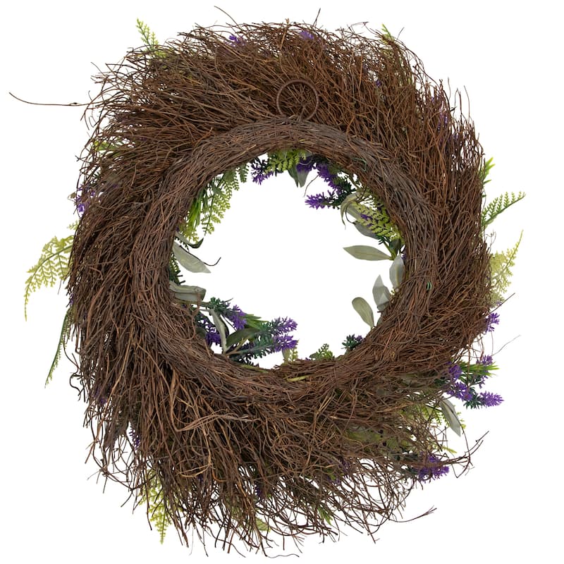 Lavender and Spring Foliage Artificial Floral Wreath - 24"