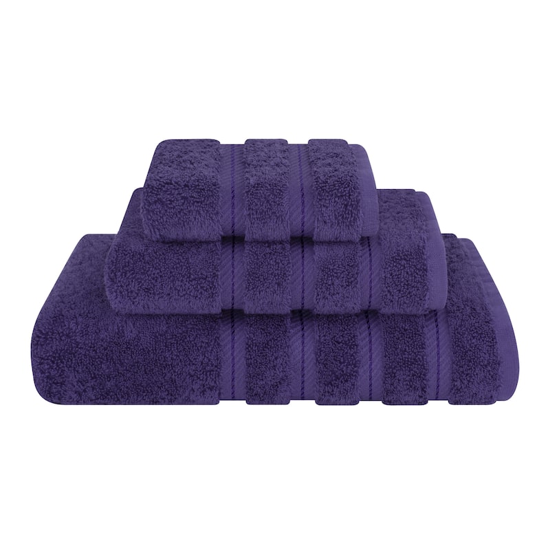 3 Piece Bathroom Towel Set 100% Cotton Luxury Turkish Bath Hand Towels Extra Large Face Towels Clearance Set - Purple