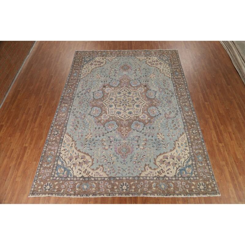 Traditional Floral Tabriz Persian Rug Traditional Handmade Wool Carpet - 9'7"x 12'8"