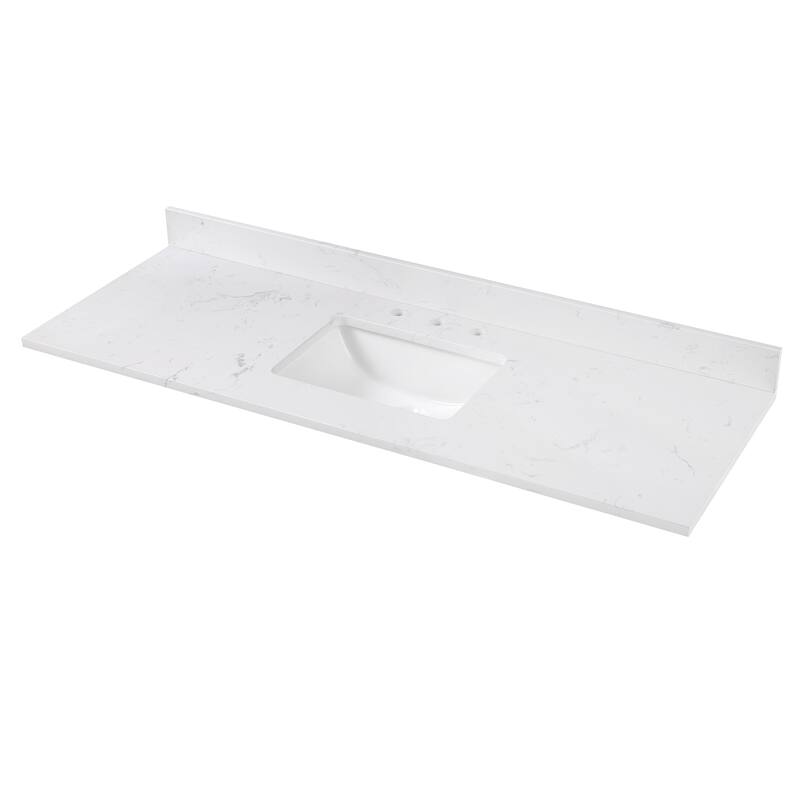 Avanity 61 in. Cala White Engineered Stone Top with Single Rectangular Undermount Sink