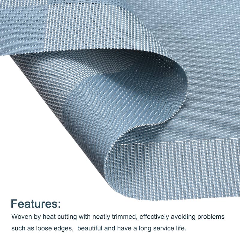Place Mats 450x300mm 2pcs PVC Table Washable Woven Placemat, Lake Blue - Lake Blue