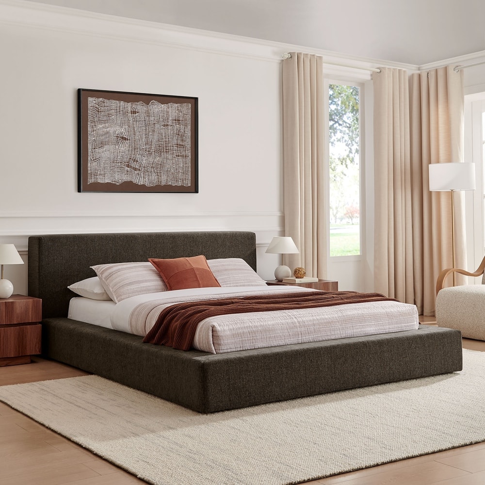Luma Chenille Upholstered Platform Bed Frame