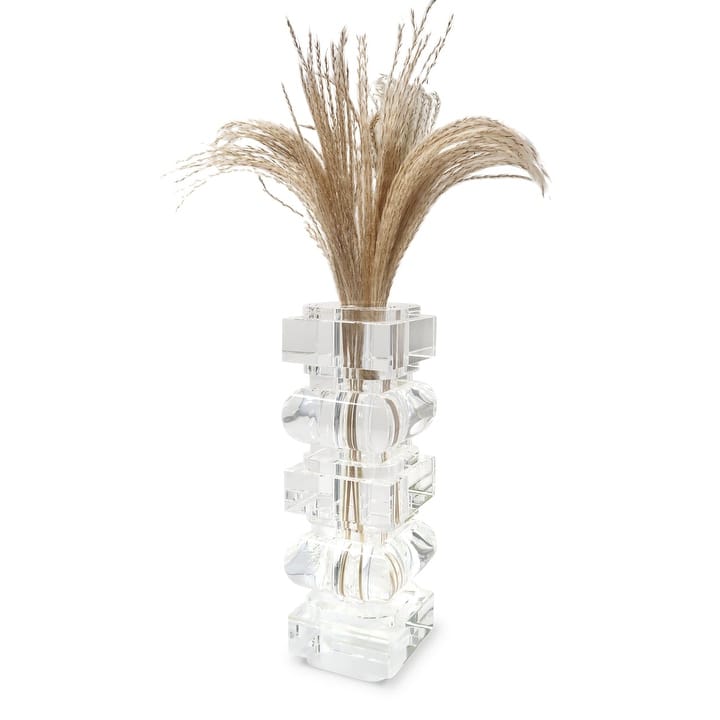 Block Design Crystal Vase, 10.25"H