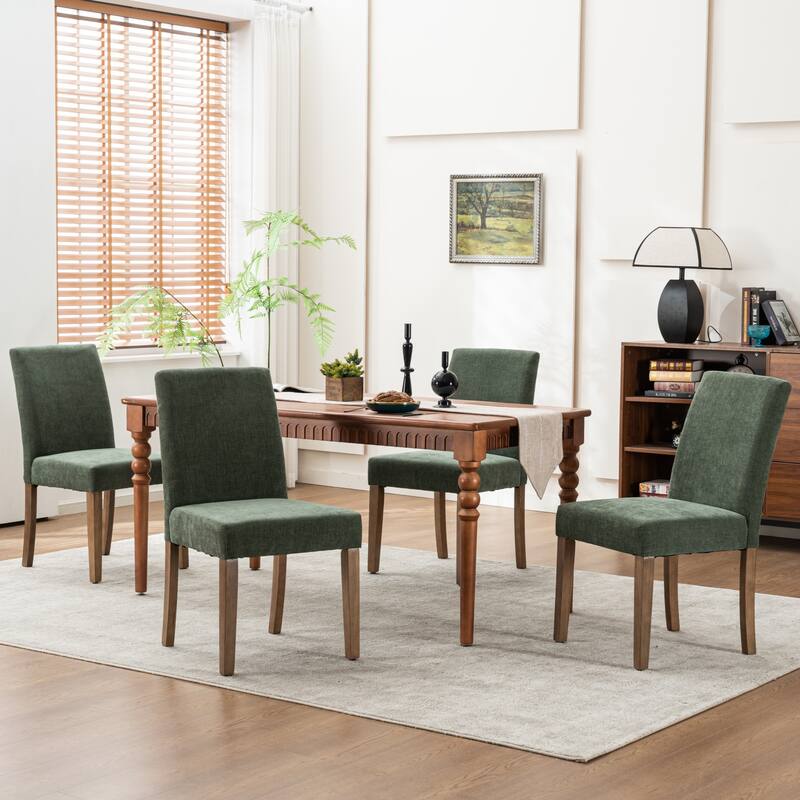Upholstered Dining Chairs Set of 4, Armless Kitchen Chairs - Big Size - Green