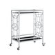 preview thumbnail 1 of 15, Johnson Serving Bar Cart 2 Tempered-Glass Shelves, Casters/ 2 Locking - N/A Silver/ Black
