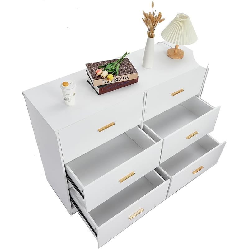 Dresser for Bedroom with 6 Drawers, Modern Closet Dressers Chest of Drawers