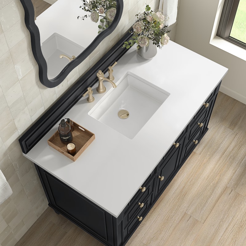 James Martin Vanities Lorelai 48" Single Vanity, Black Onyx - White Zeus