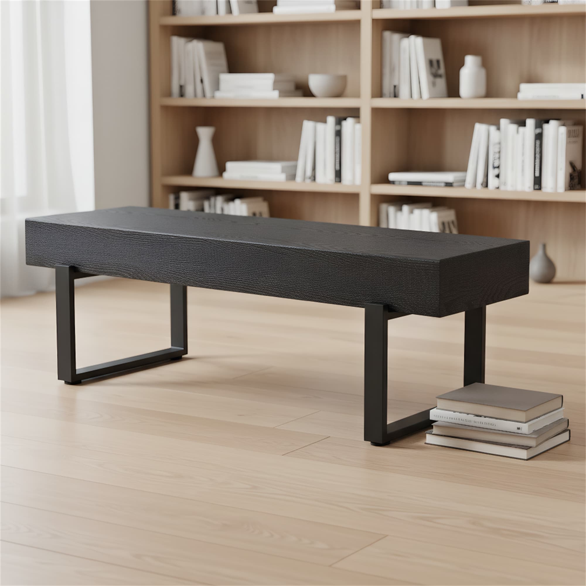 59" Wood Bench for End of Bed, Farmhouse Kitchen Dining Bench