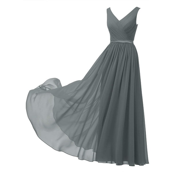 Alicepub Women's Dress Cool Smoke Gray Size 8 Chiffon Satin Gown. Opens flyout.