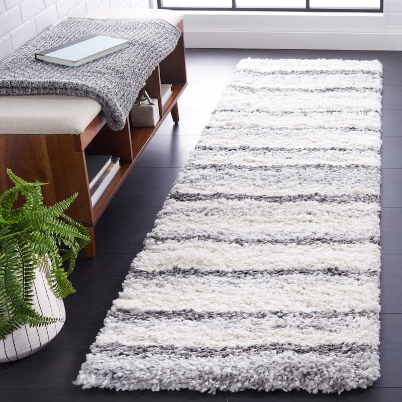 SAFAVIEH Fontana Shag Mariosa Modern Stripe 2-inch Thick Rug