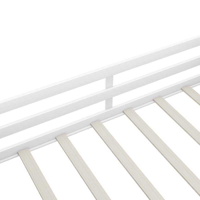 Wooden Loft Bed Frame with 2 Movable Shelves, Twin Size Low Loft Bed, Solid Pine Twin Bed Frame with Chalkboard