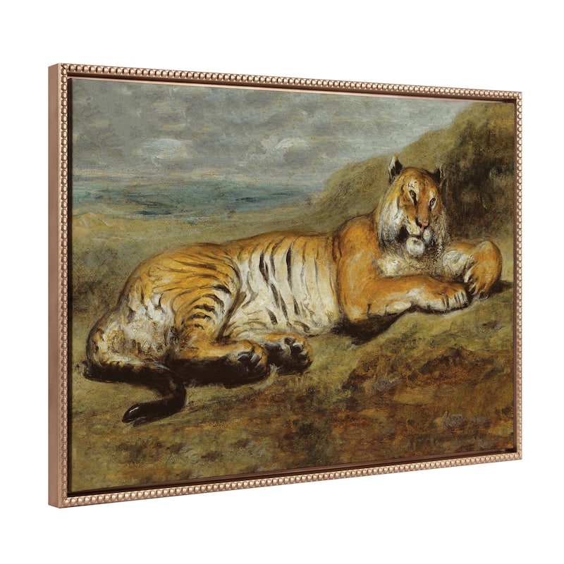 Sylvie Beaded Tiger Resting Framed Canvas by Art Institute of Chicago - 23x33
