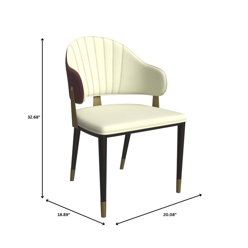 Leather Dining Chair in Iron Set of 4 with Gold Accents Design Modern Ergonomic Side Arm Chair
