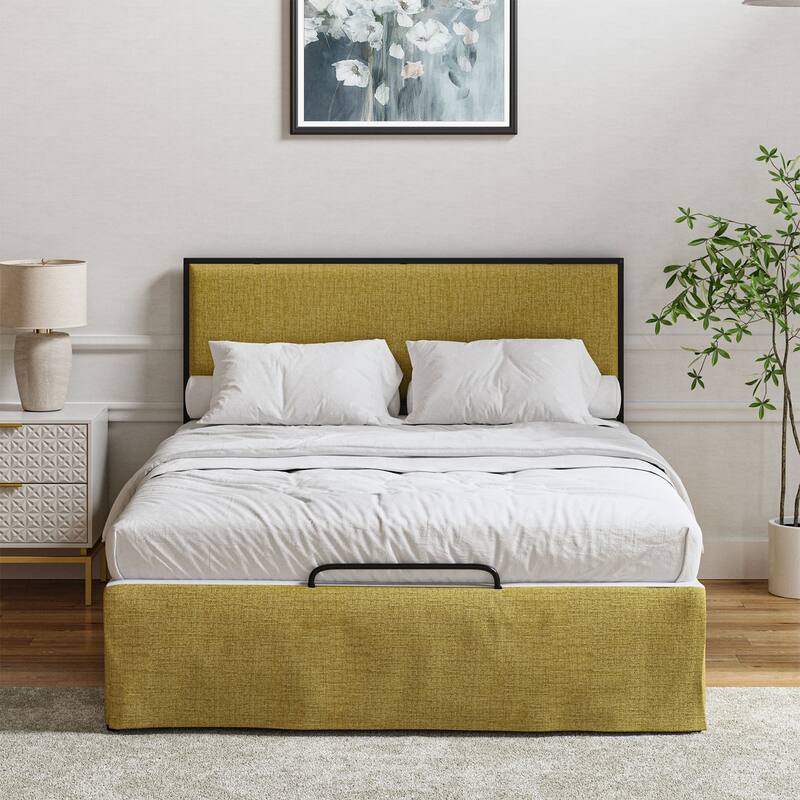 Oliver Modern Washable Slipcover Bed Upholstered Metal by HULALA HOME