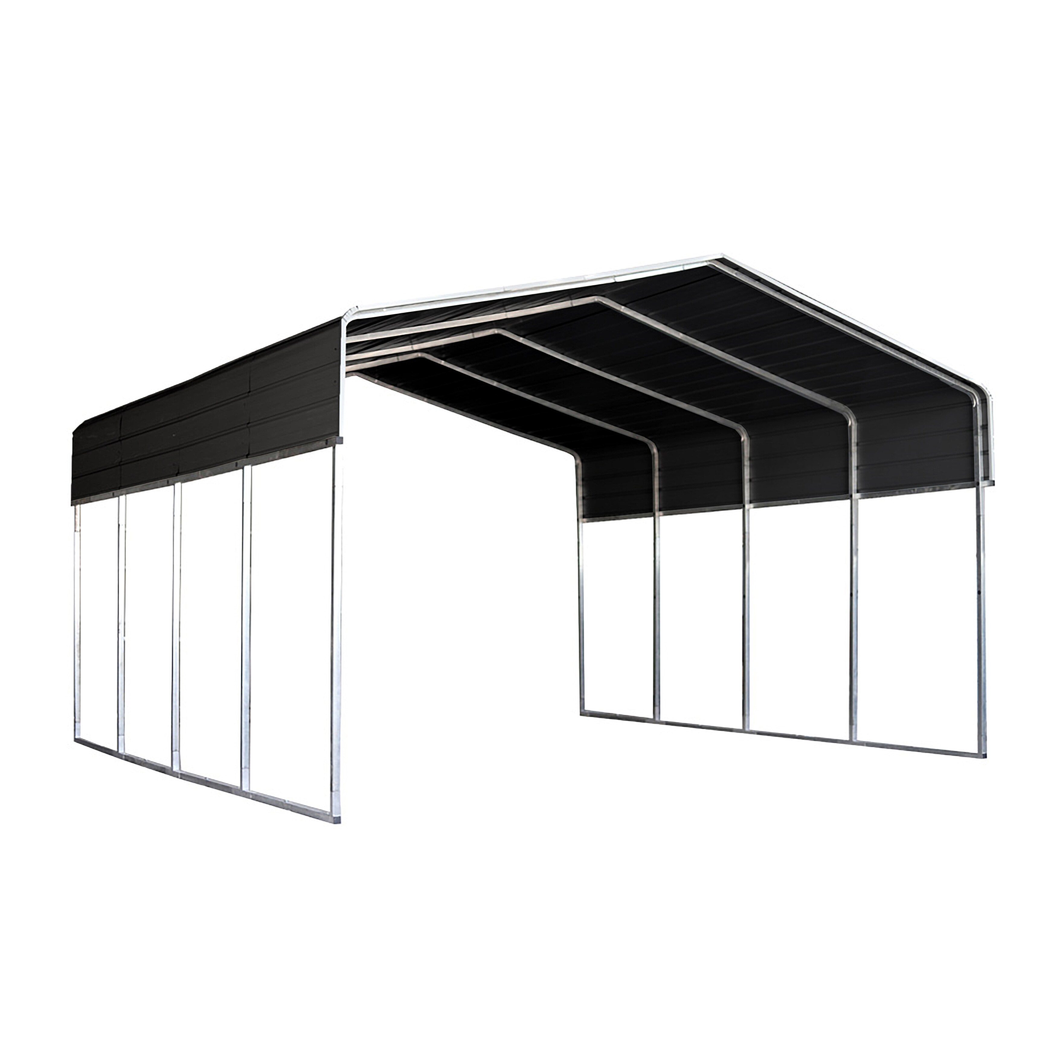 Shop Aleko 12 X 20 Feet Galvanized Steel Carport Cover Canopy Shelter Black On Sale Overstock 31961993