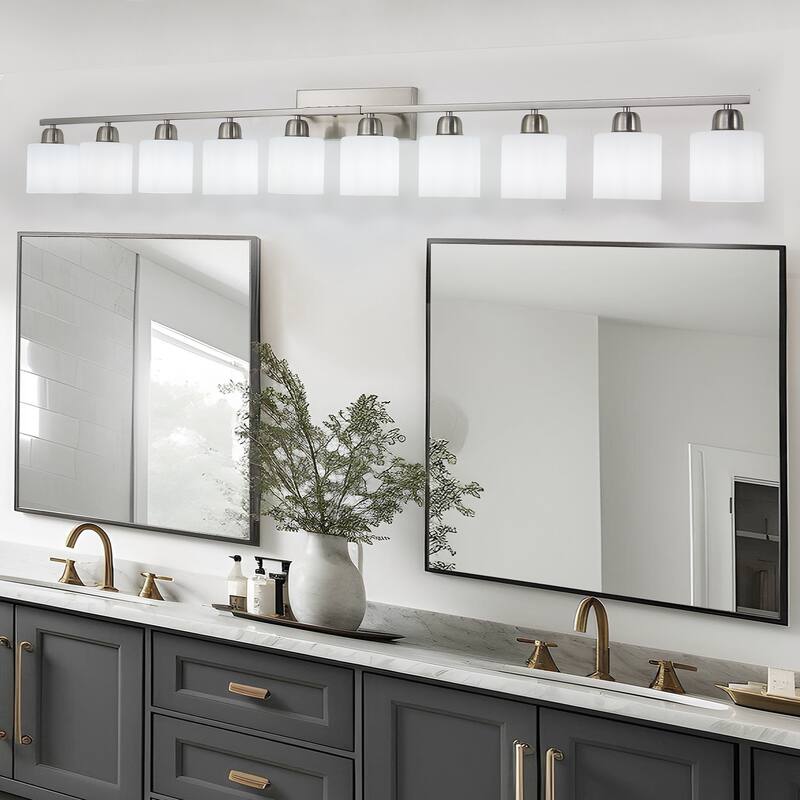 10-Light Bathroom Vanity Lights Over Mirror, 65.4 inch Vanity Lights Fixtures with Glass Shades Modern Vanity Lights