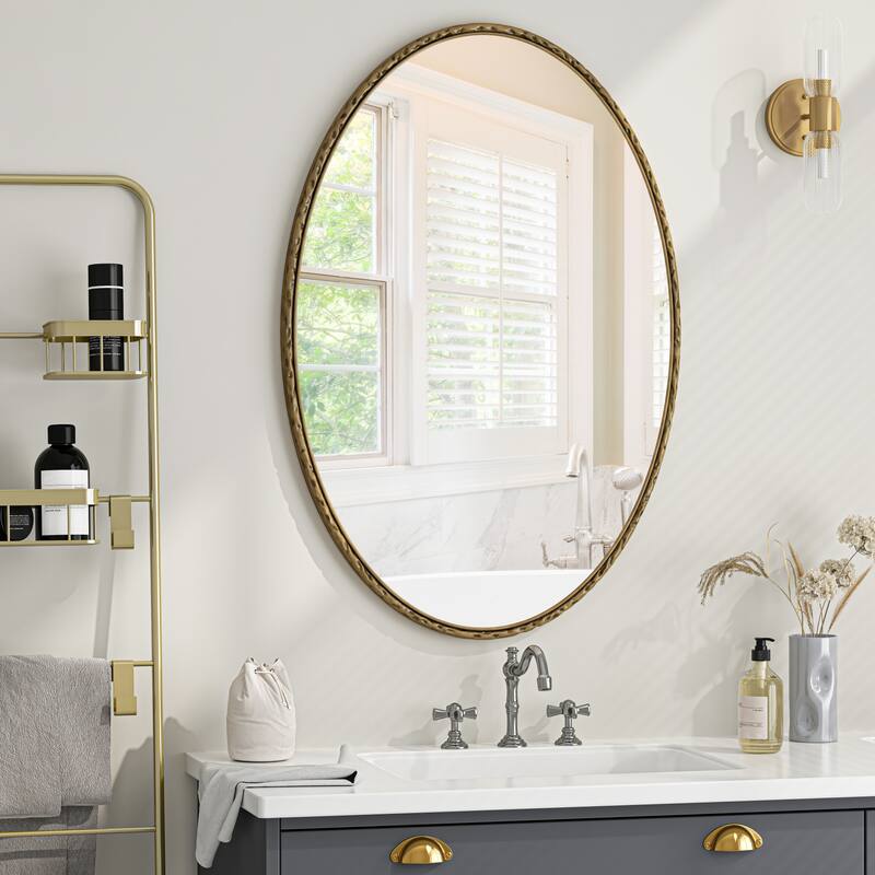 Iron Art Oval Retro Mirror, Antique Effect, Wall Hanging