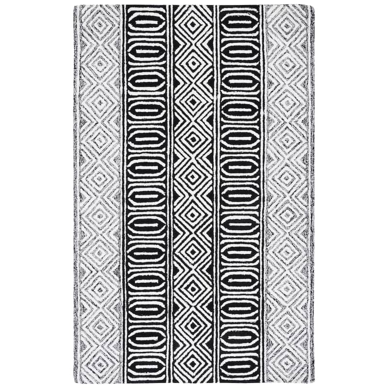 SAFAVIEH Handmade Capri Bethia Modern Boho Wool Rug - 6' Square - Ivory/Black